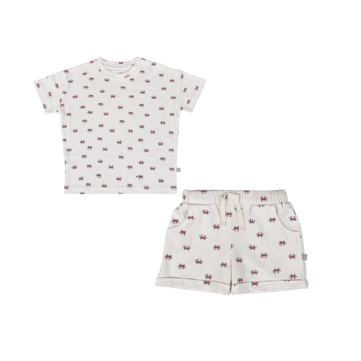 kids and toddler organic shirt & short set | Crab for wholesale by Finn + Emma