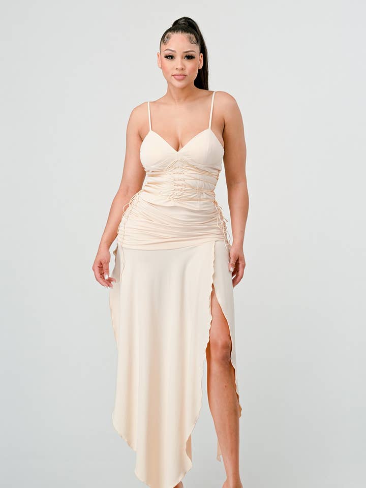 Eleganza Ruched Maxi Dress for wholesale by Athina Collection