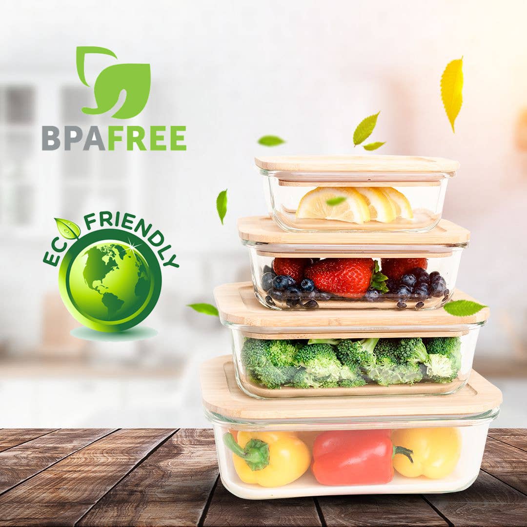 Jazzy Jade Designs – wholesale Food storage container – Eco-Friendly Tupperware Glass Containers for Food (4 Piece)2