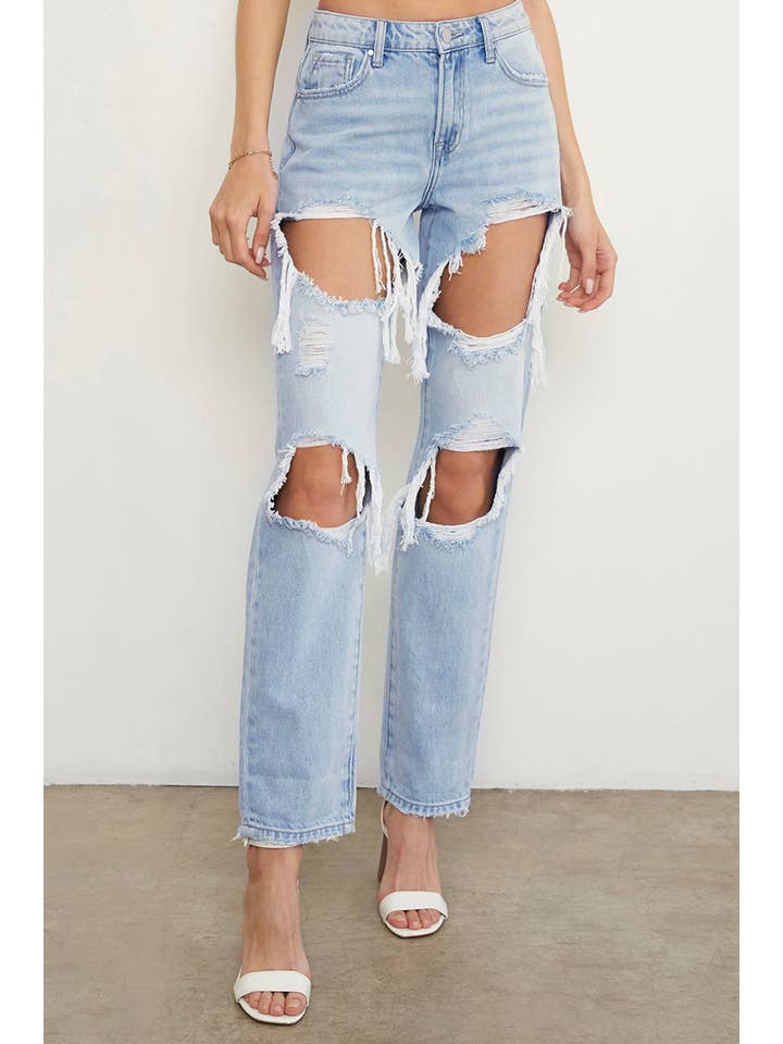 Insane Gene USA - Vendita all'ingrosso Jeans - Donna - Jeans larghi strappati a vita alta5