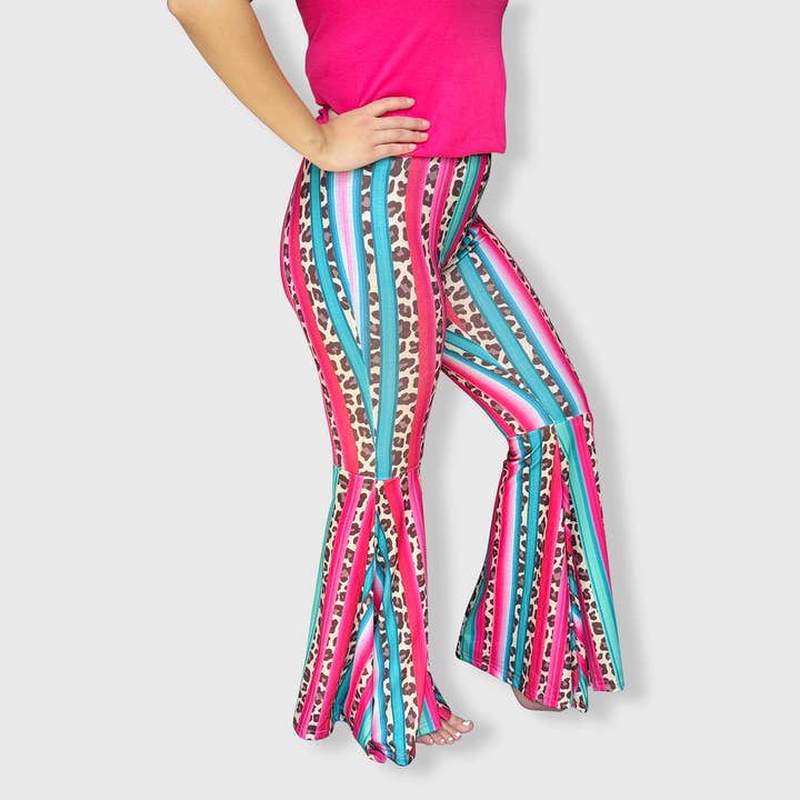 ILTEX Apparel - Wholesale Pants - Women's - Serape Cheetah Bell Bottom Pants - Adult