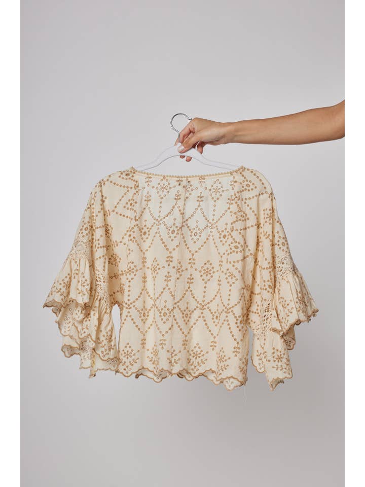 ModaPosa - Wholesale Blouse - Women's - Sandra Embroidered Eyelet Blouse Spring
