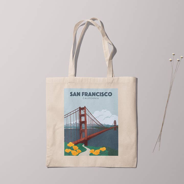 Sac en toile - San Francisco Travel Print pour la vente par Wild Azure Design