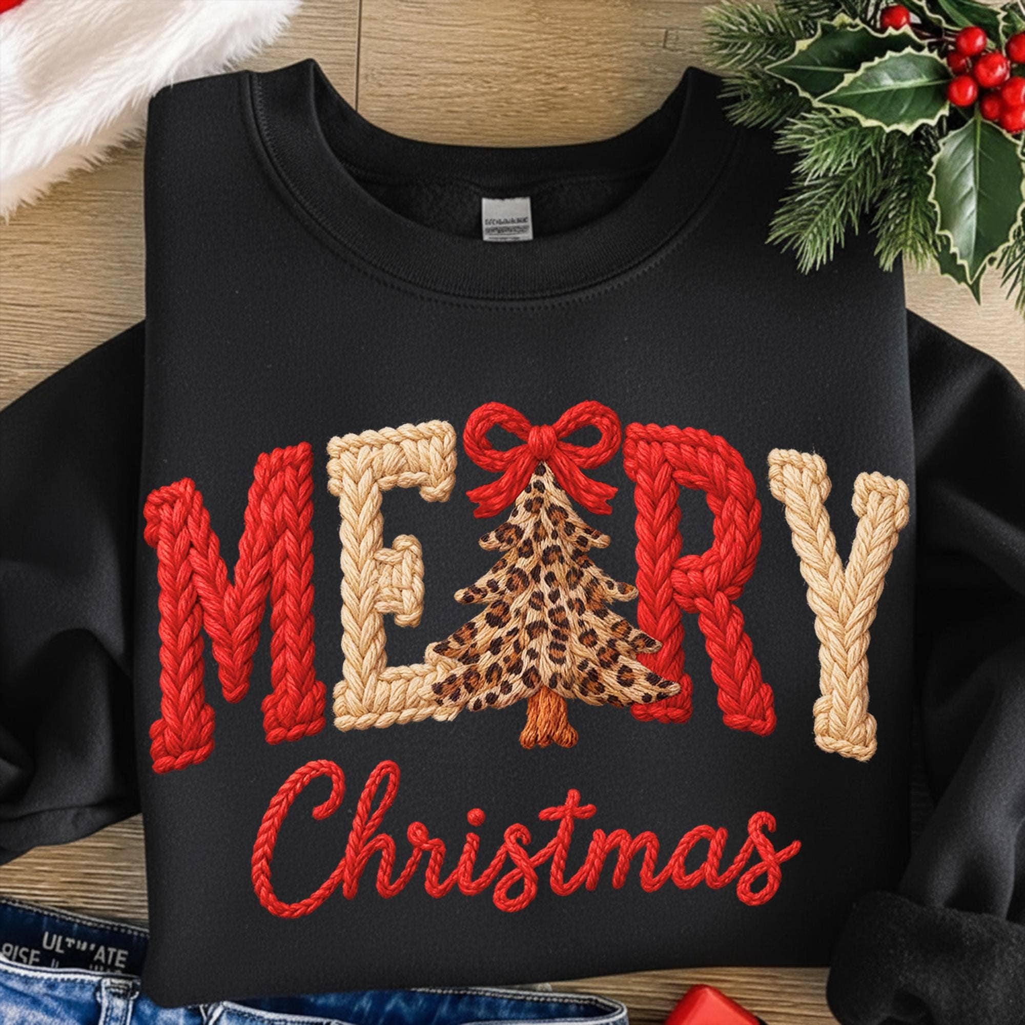 DLT Ecommerce - Vendita all'ingrosso Maglietta stampata - Donna - Maglia di Natale con filato finto, maglione con albero di Natale in filato1