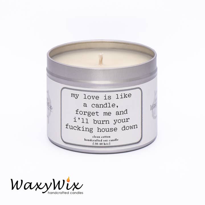 Min kærlighed er som et stearinlys. Funny Candle for engroshandel hos The Wicklow Witch Ltd