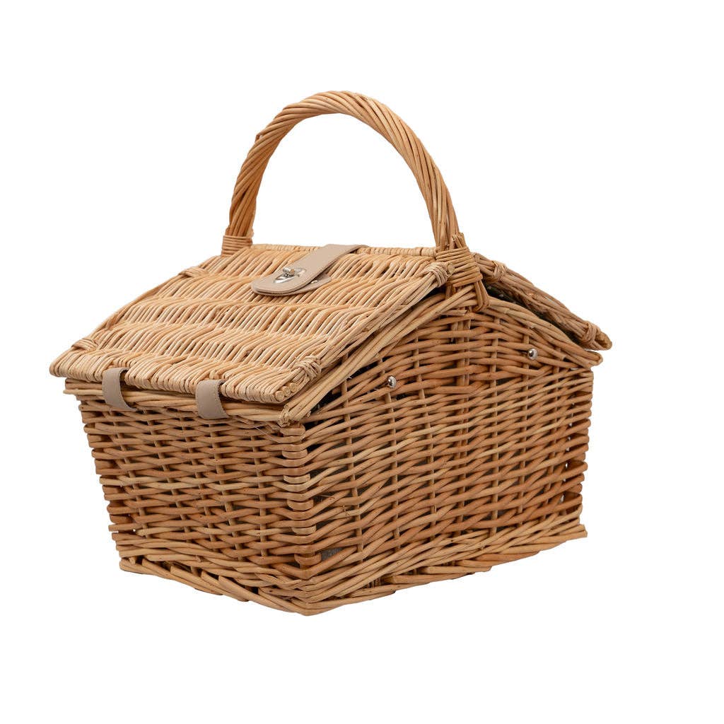 Arthur Cameron - Wholesale Picnic Basket - 2 Person Natural Wicker Green Polka Dot Picnic Basket6