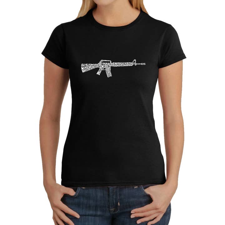 LA Pop Art Women's Word Art T-Shirt - RIFLEMANS CREED for wholesale by LA Pop Art