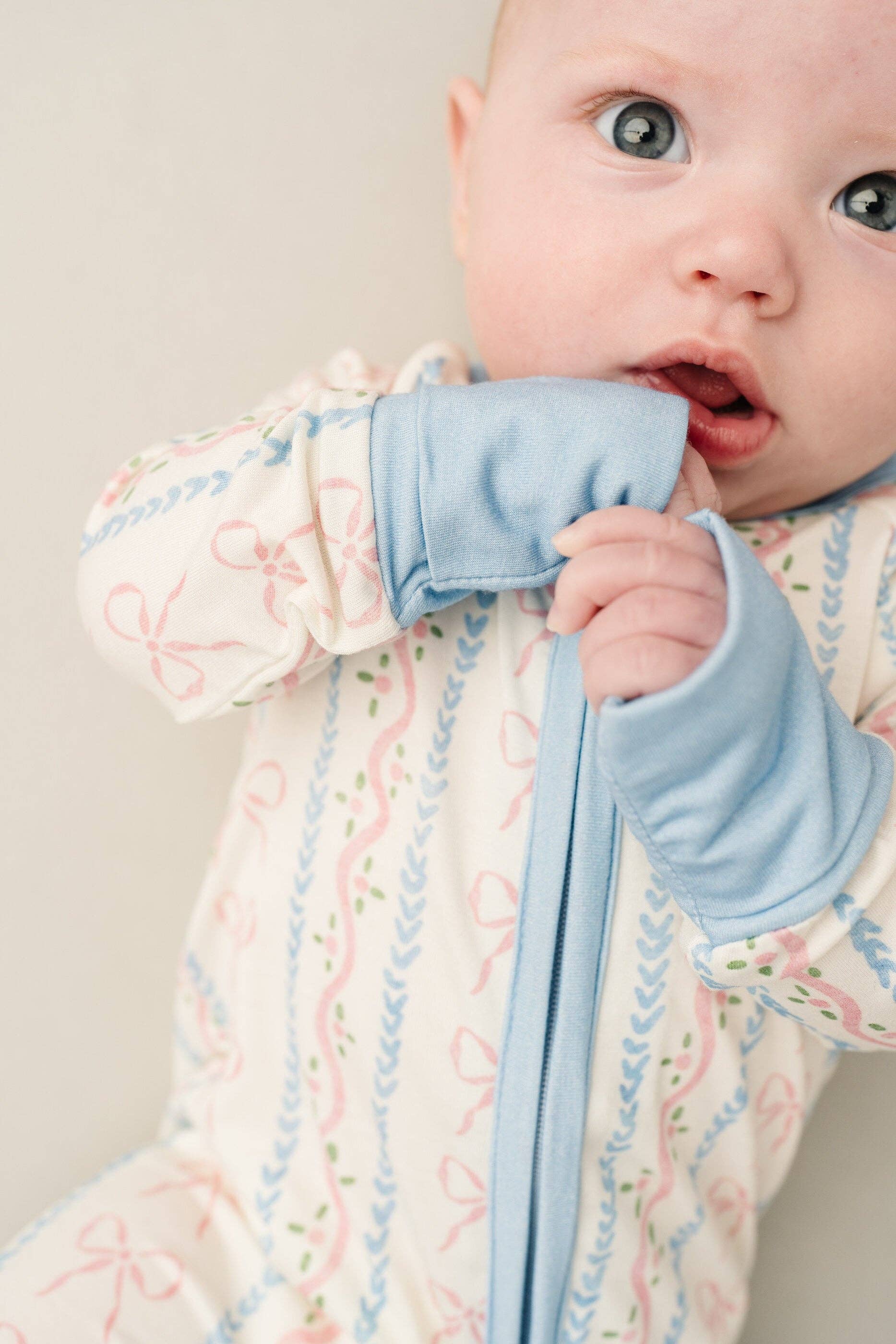 Little One Shop - Wholesale Sleepsuit - Baby - Dainty Bows Bamboo Sleeper6