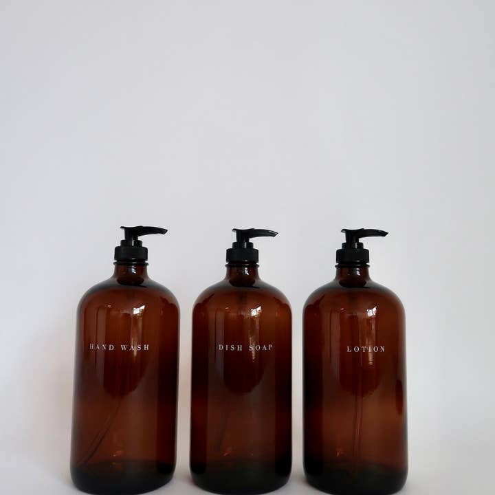 THELIFESTYLEDCO - Wholesale Soap Dispenser - Glass Amber Liquid Pumps10