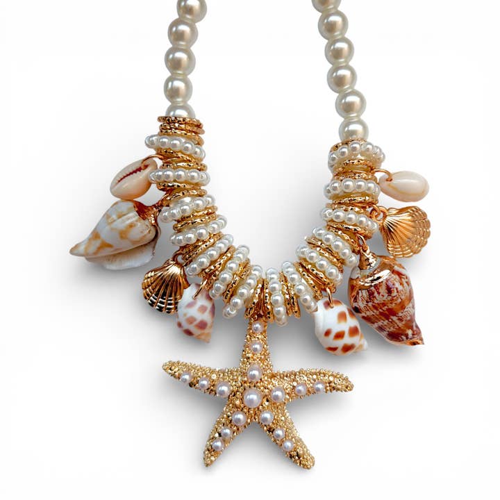 Collier Étoile de Mer & Perle Coquillage | Bijoux Statement d'Été pour la vente par Bijoux Envie Statement Jewelry