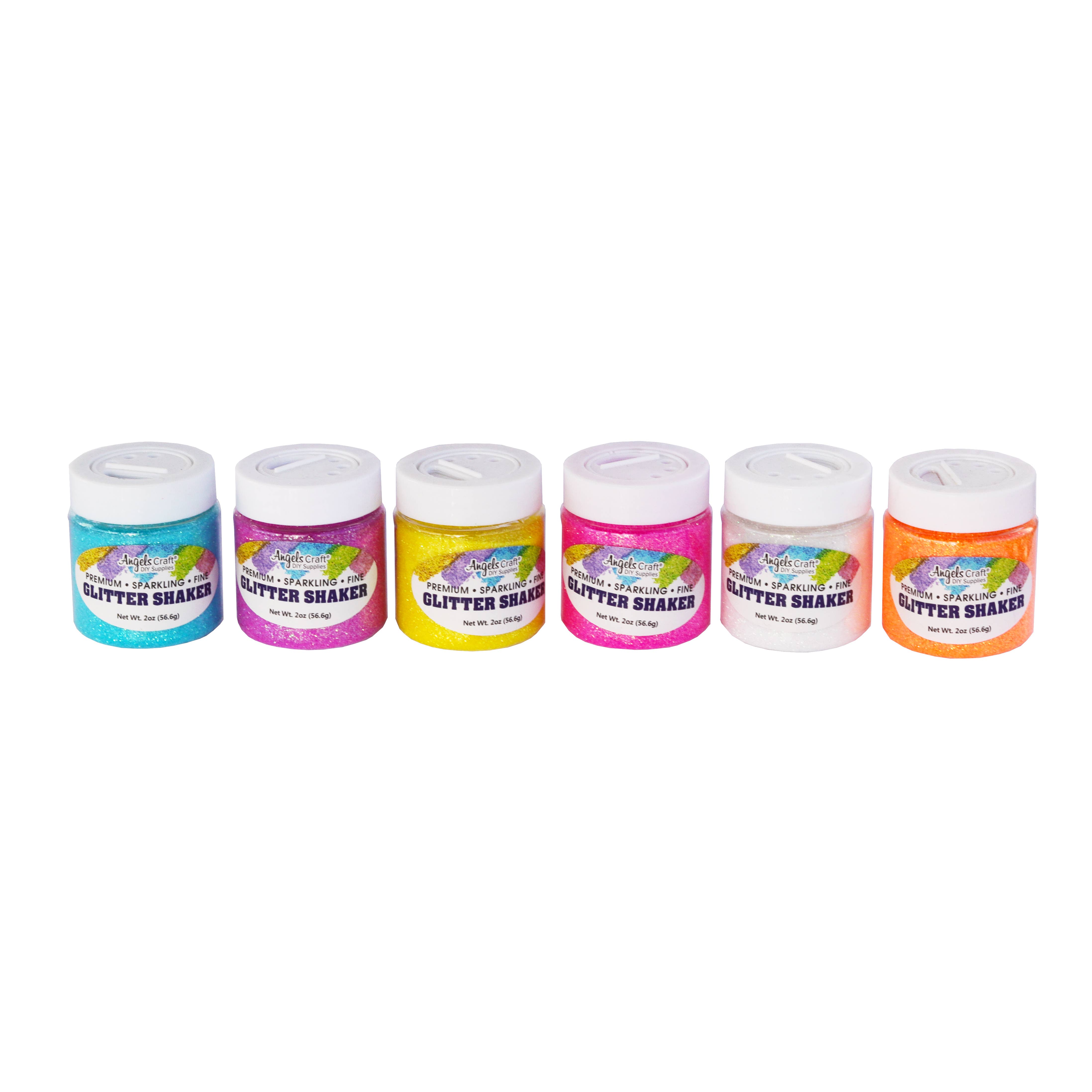 Angels Craft - Vendita all'ingrosso Glitter - Confezione da 12 barattoli di glitter shaker in 6 colori neon assortiti2