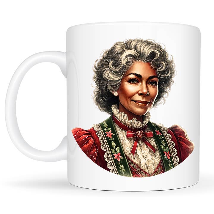 Tazza Vintage Signora Claus Afroamericana - 15oz per la vendita all'ingrosso da parte di The Sankofa Cache