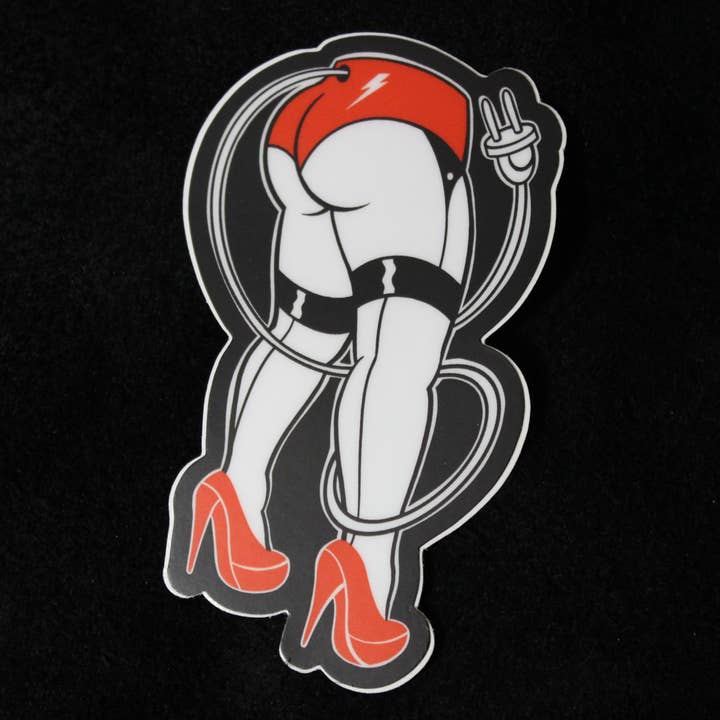 Sticker: Power Bottom 3" matte vinyl for wholesale by Rude Clam