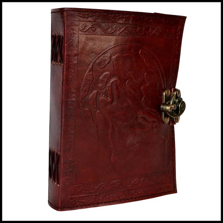 Howling Wolf embossed Leather & Handmade Paper book for wholesale by Jay mataji Handicrafts