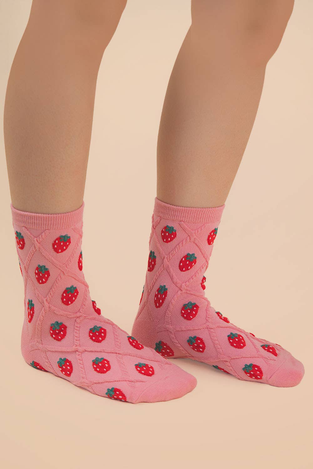 VERY J - Vente Chaussettes – femme - SC10040C - Chaussettes texturées à imprimé fraise5