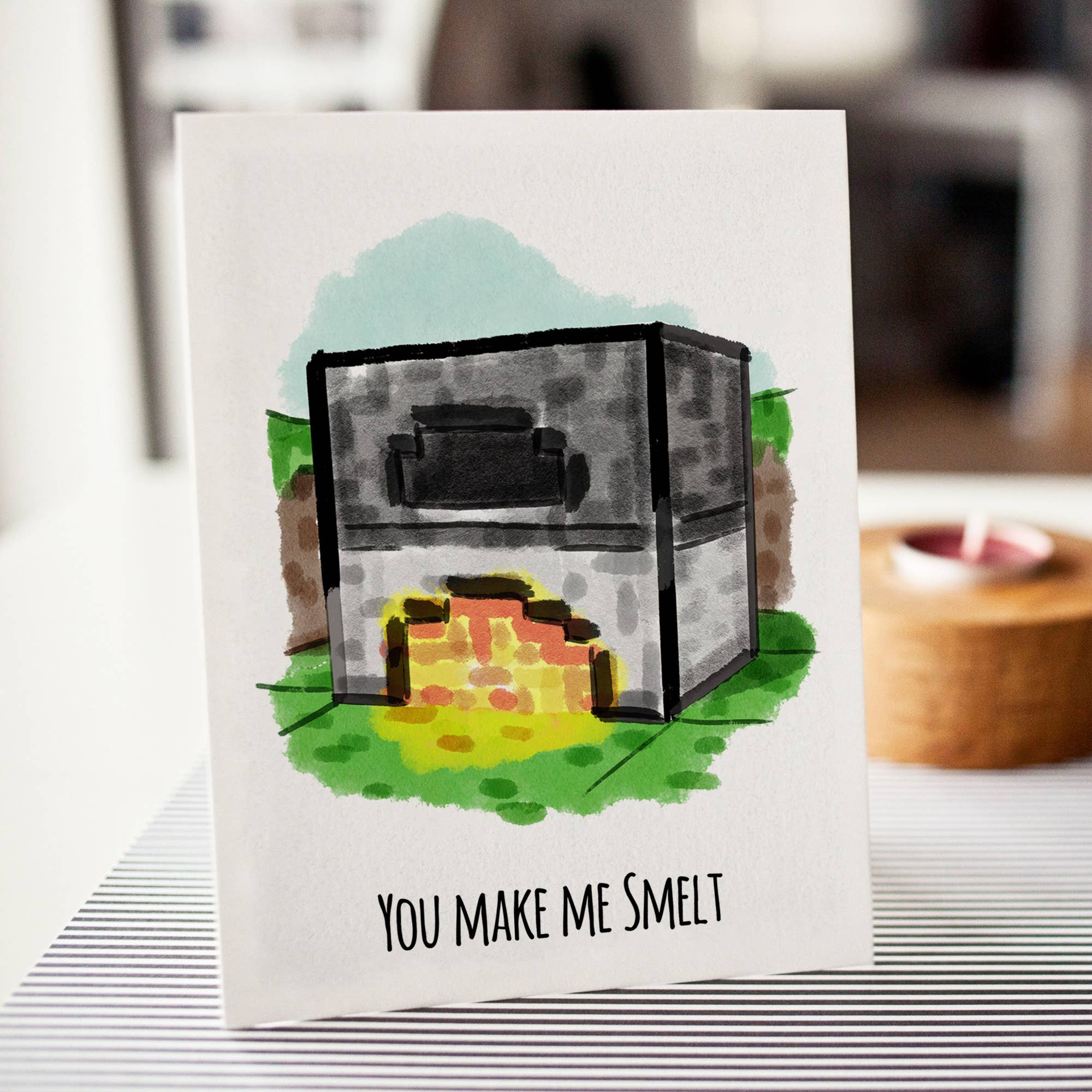 Aaron Millard Illustration - Wholesale Valentine's Day Card - "Make me Smelt" - Block World Gamer Celebration Card2
