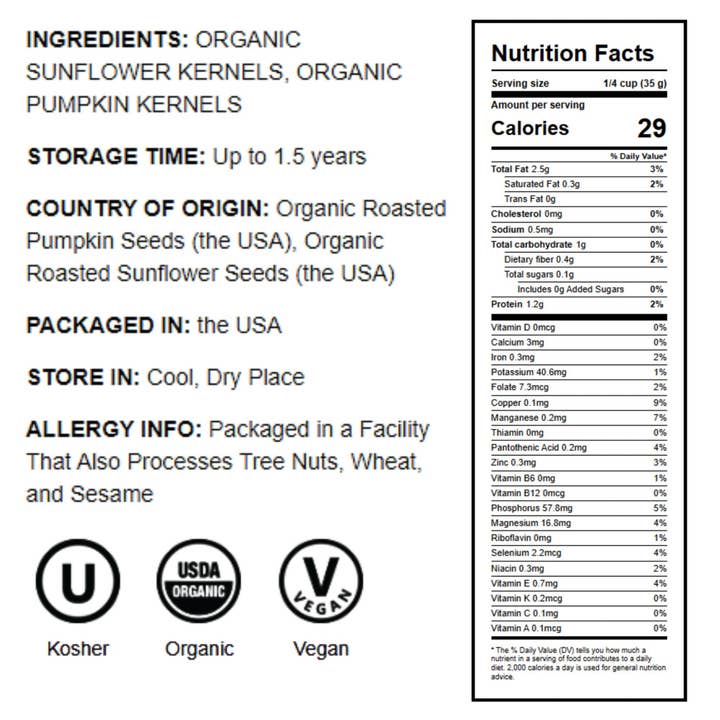 Food To Live - Wholesale Seeds/kernels - Organic Dry Roasted Sunflower and Pumpkin Seed Mix2