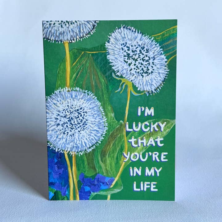 'Je suis chanceux' Carte de remerciement A6 pour la vente par Ferry Kiss Studio