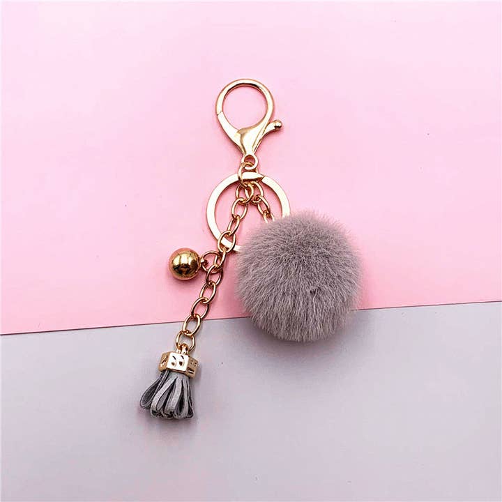 VividLux – wholesale Keychain – Women's – Cute Fluffy Pom Pom Keychain Plush Bag Charm Bag Charm