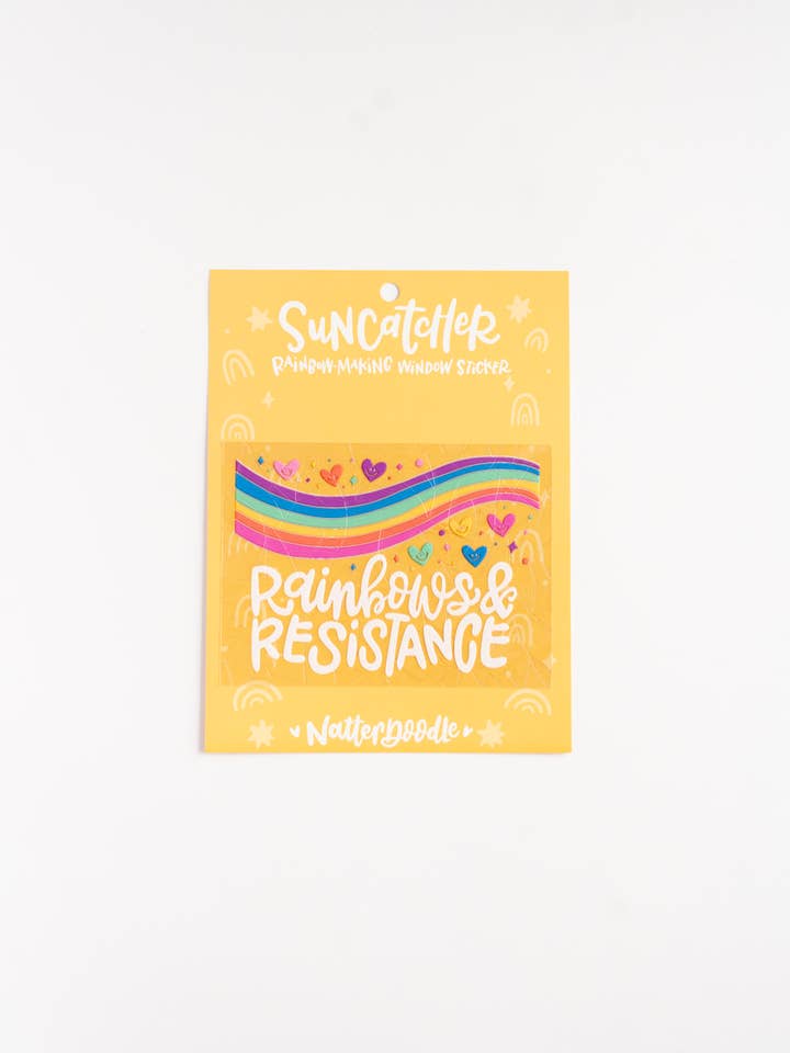 Rainbows & Resistance – Prismatic Activism Window Suncatcher for wholesale by NatterDoodle