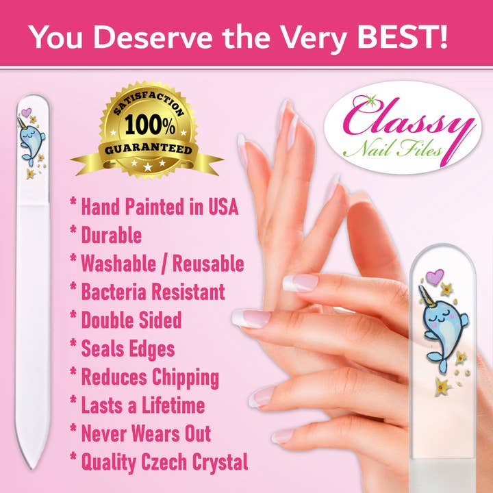 Classy Nail Files - Wholesale Nagelvijl - Narwal Kawaii Eenhoorn van de Zee Handgeschilderde Kristallen Nagelvijl2