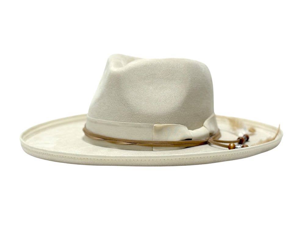 Epoch hats - Vente Chapeau en feutre - femme - Chapeau Fedora à Large Bord avec Ruban Grosgrain et Cordon en Suède1