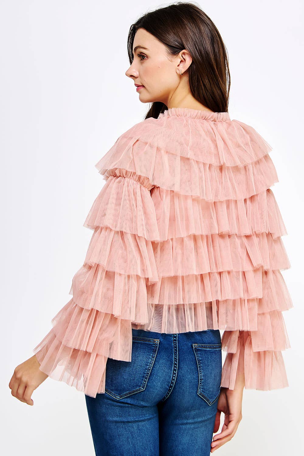 Strut & Bolt – Engroshandel Cardigan - Dame – Lag-på-lag-frynset tyl-cardiganjakke7