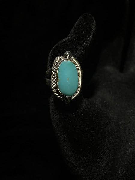 Anillo de turquesa azul suroeste de una piedra | Diseño dividido para venta al por mayor de Regul Silver