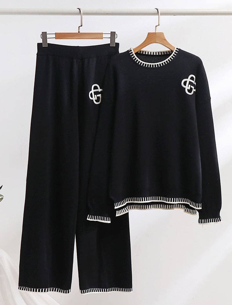safistyle - Wholesale Lounge Set - Women's - Long Sleeve Knit Sweater & Wide-Leg Pants Set1