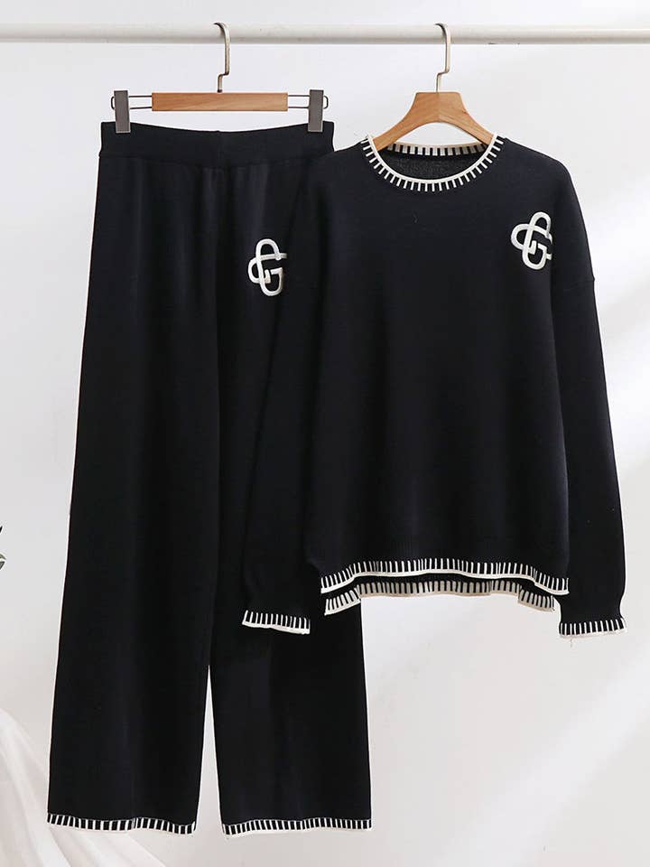 safistyle - Wholesale Lounge Set - Women's - Long Sleeve Knit Sweater & Wide-Leg Pants Set1