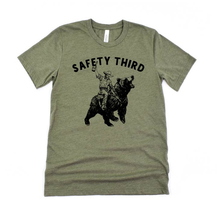 208 Tees - Wholesale Screen Printed T-Shirt - Men's - Safety Third Bear Rider Graphic Tee | Long Sleeve 2811