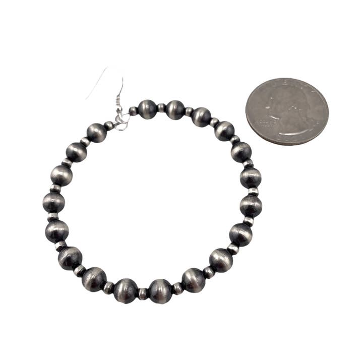 Select Lines - Wholesale Dangle Earrings - Desert Pearl Bead Dangle Loop Earrings Sterling Silver2