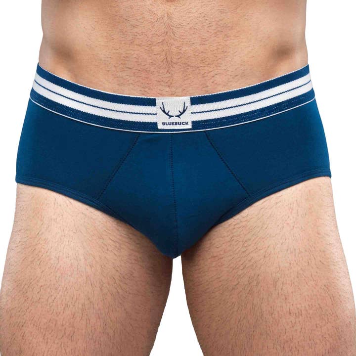 organic cotton brief - navy with blue stitching for wholesale by BLUEBUCK