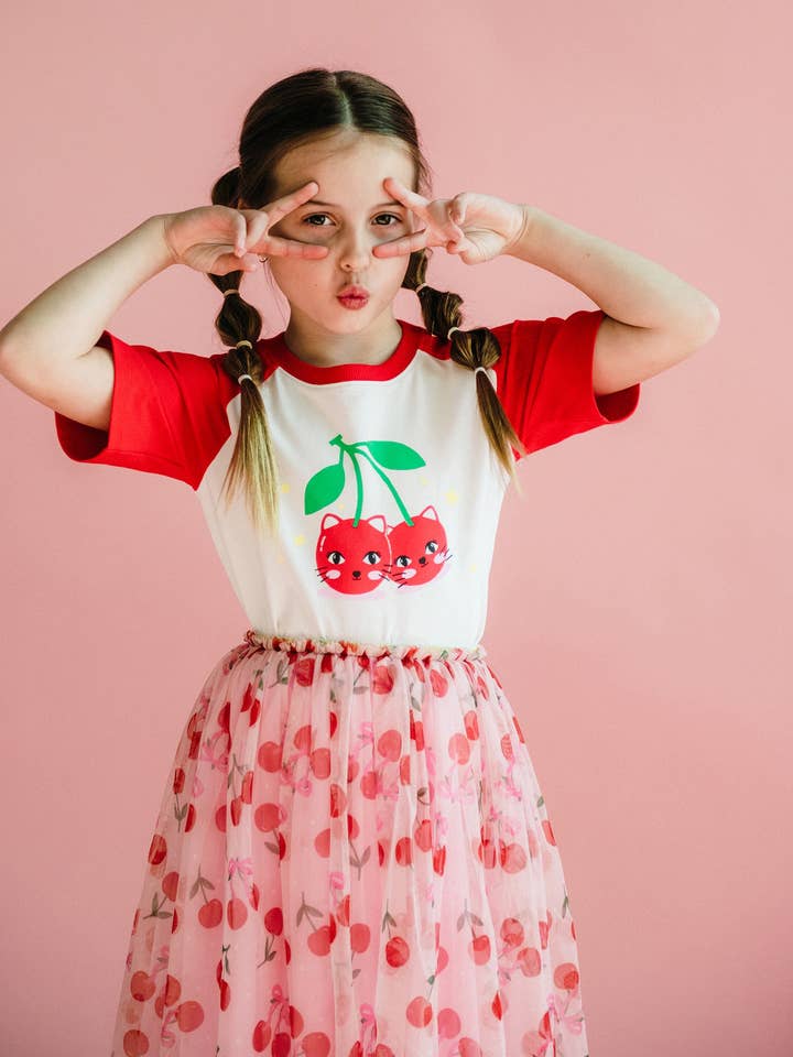 POLKA CHERRY PARTY TULLE SKIRT for wholesale on Faire2