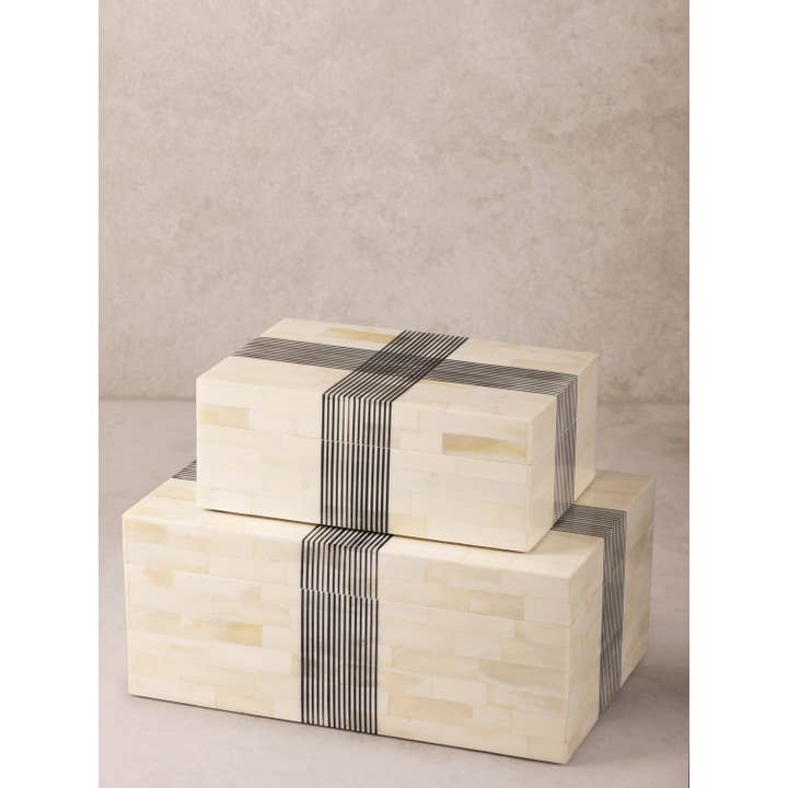 GAURI KOHLI - Wholesale Decorative Box - Riviera Bone Inlay Decorative Boxes (Set of 2)