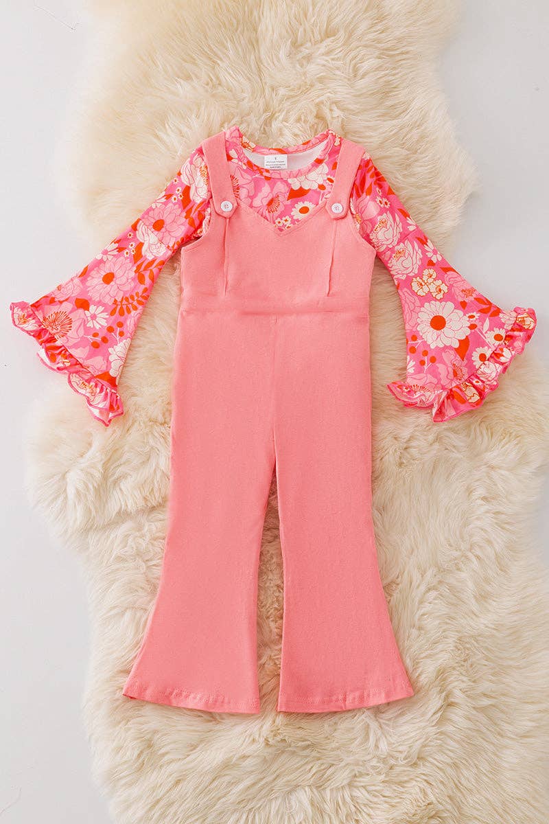 Kids Charm Online - Wholesale Top & Pant Set - Kids - Floral long sleeve top and jumpsuit. OFG52046 AMY0