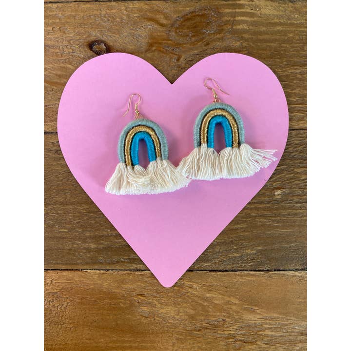 Very That - Wholesale - Cielo Rainbow Earrings (Light Blue, Gold, & Teal)2