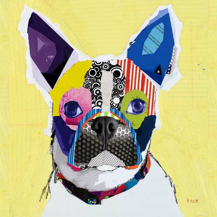 Dog Art Prints: Boston Terrier Dog Art Canvas Print for wholesale by Michel Keck LLC