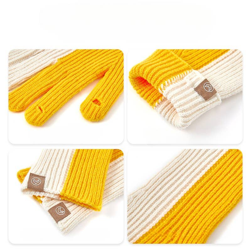 Dipped Shop - Wholesale Gloves - Women's - Color Block Simple Ribbed Knit Gloves DPG28108