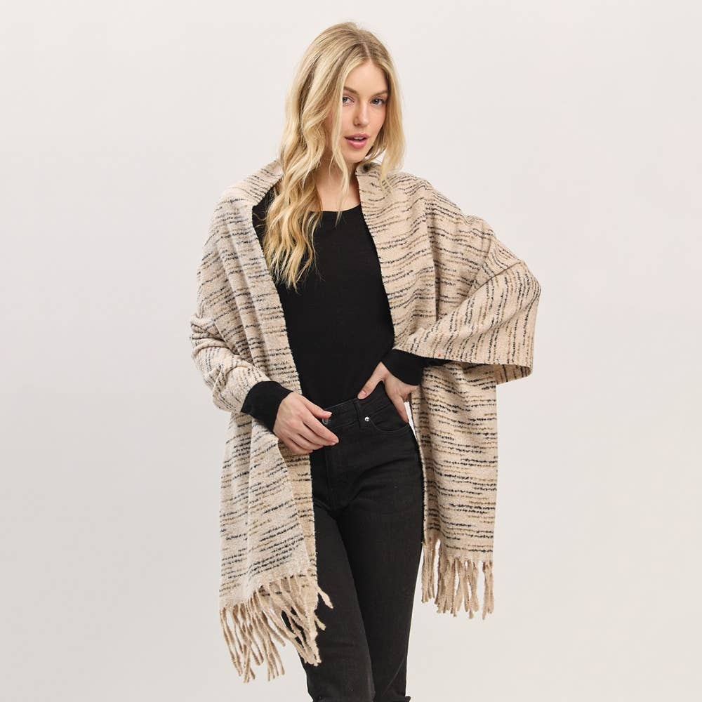 Anarchy Street - Wholesale Scarf - Women's - Soft Multi Tone Fringe Oblong Scarf7