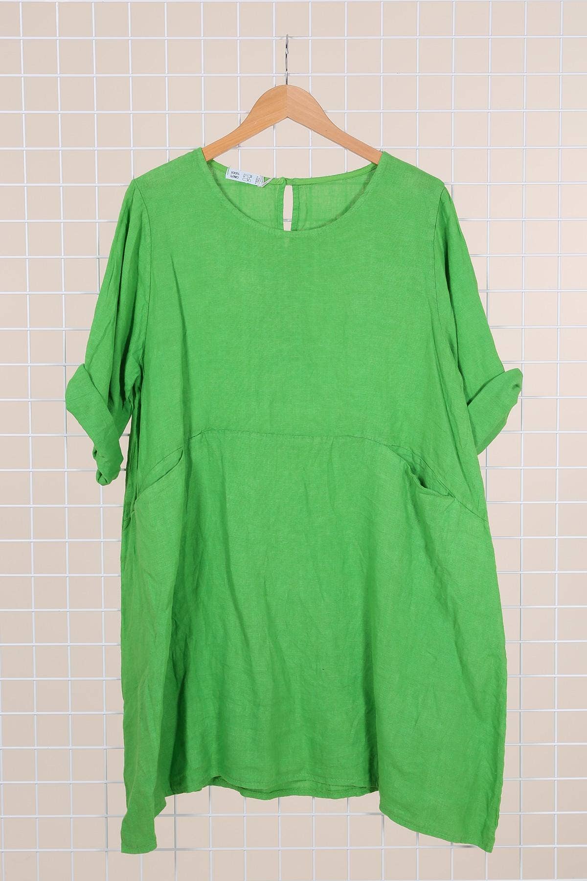 la maison des fibres naturelles – Engroshandel Kjole - Dame – Kort hørkjole med rund hals i 100 % hør 671944