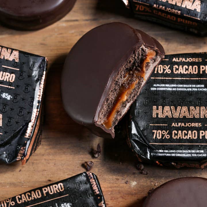 Havanna - Vendita all'ingrosso Biscotti - Havanna | Alfajores 70% Cacao Puro | 9 unità | 585 grammi