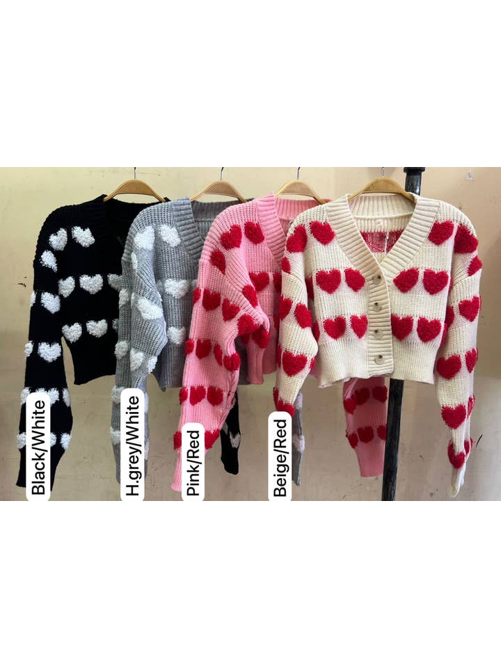 5besties inc - Wholesale Cardigan - Women's - HEART SWEATER CARDIGAN