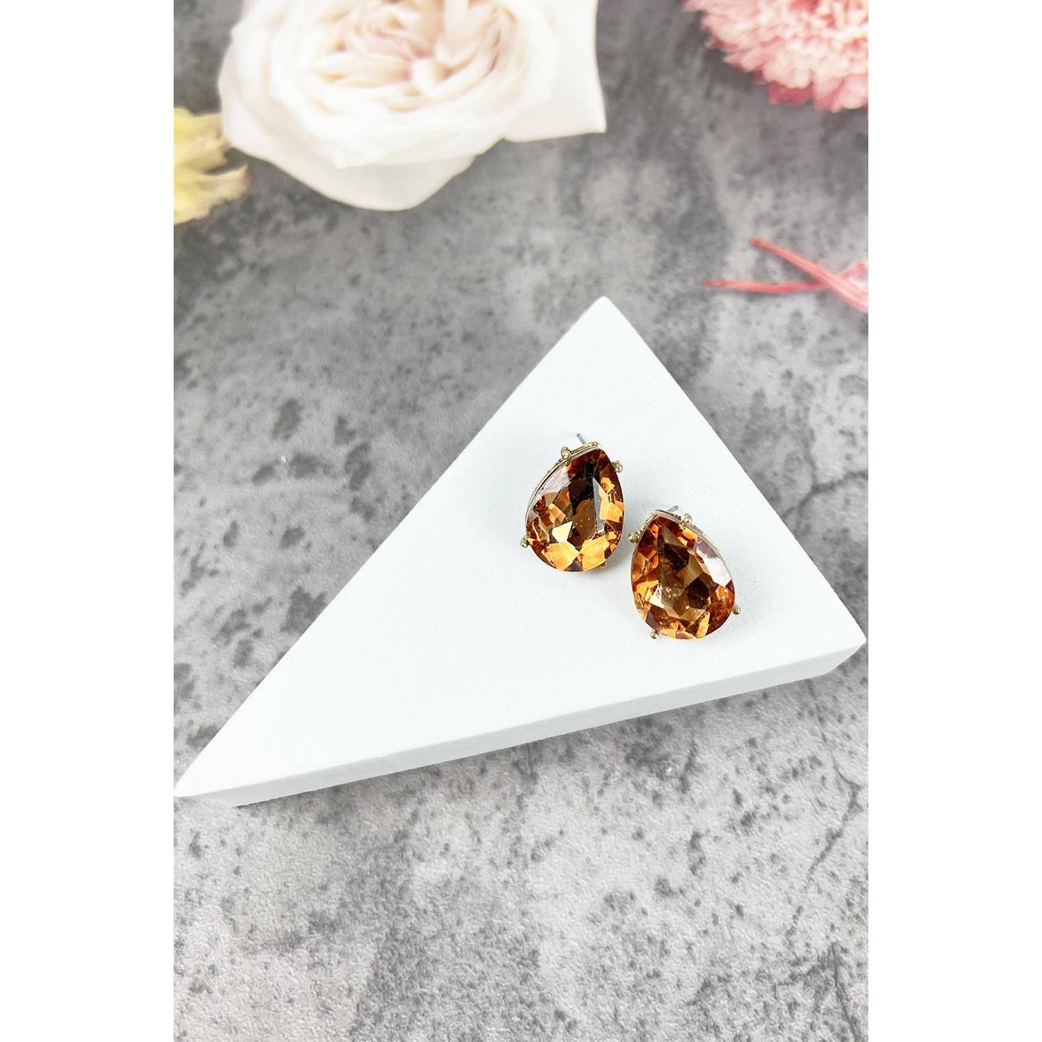 JHP Collection - Wholesale Stud/Post Earrings - TEAR DROP CRYSTAL OVAL STUD EARRING11