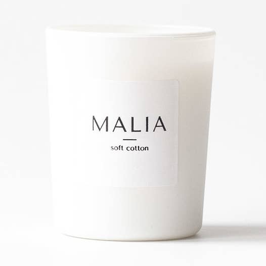 Bougie en coton doux 75 g pour la vente par MALIA