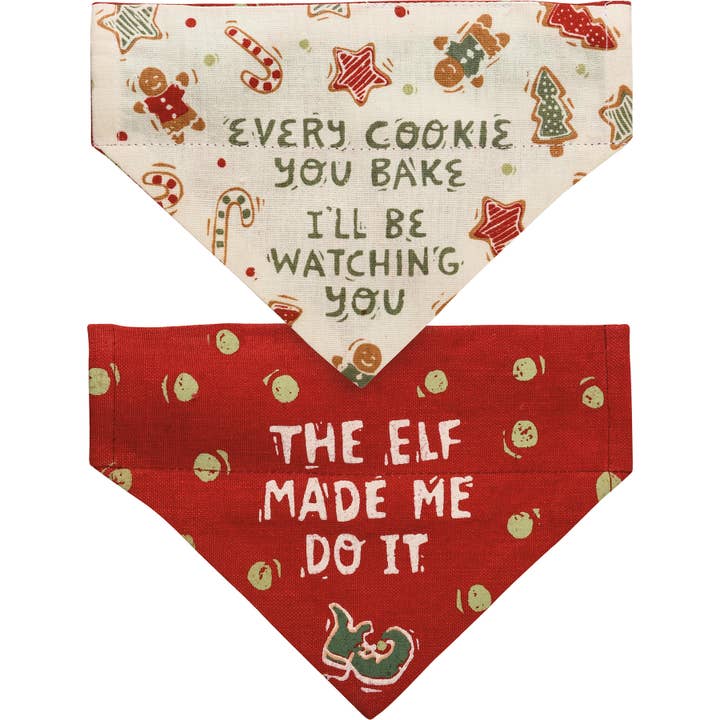 Primitives by Kathy - Wholesale Pet Bandana - Dog - Elf Made Me/You Bake Small Collar Bandana