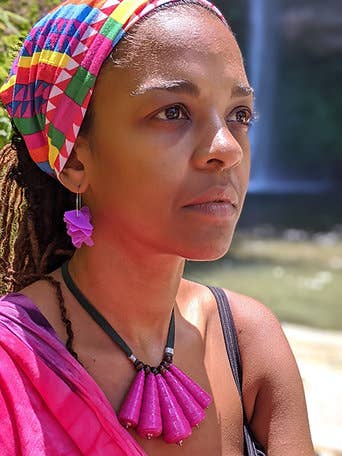 Zero Waste - recycled plastic hoop earrings for wholesale by Lumago Designs