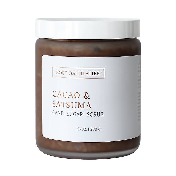 Cacao & Satsuma Cane Sugar Scrub for wholesale by Zoet Bathlatier