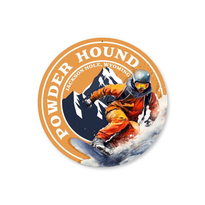 Poederhond Jackson Hole Wyoming Ronde Bord voor wholesale door Lizton Sign Shop, Inc