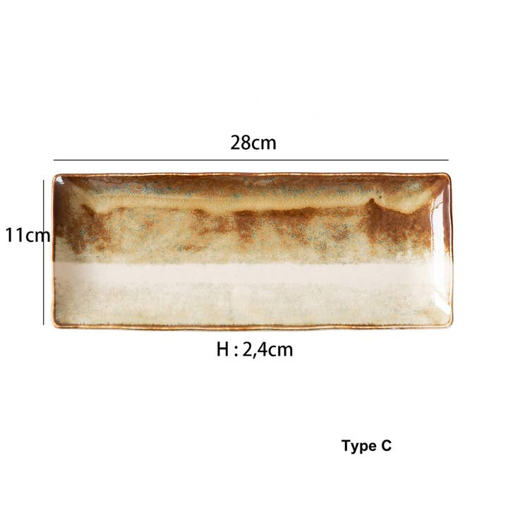 MinoCraft – wholesale Dinner plate – Mino-yaki handmade rectangular plate4